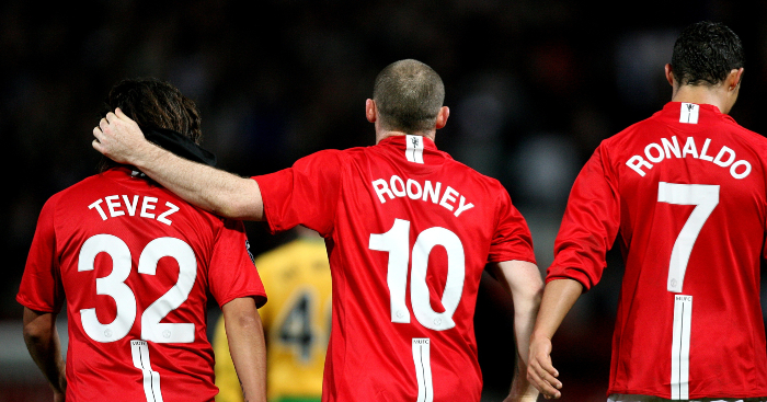 Tevez, Rooney, and Cristiano Ronaldo